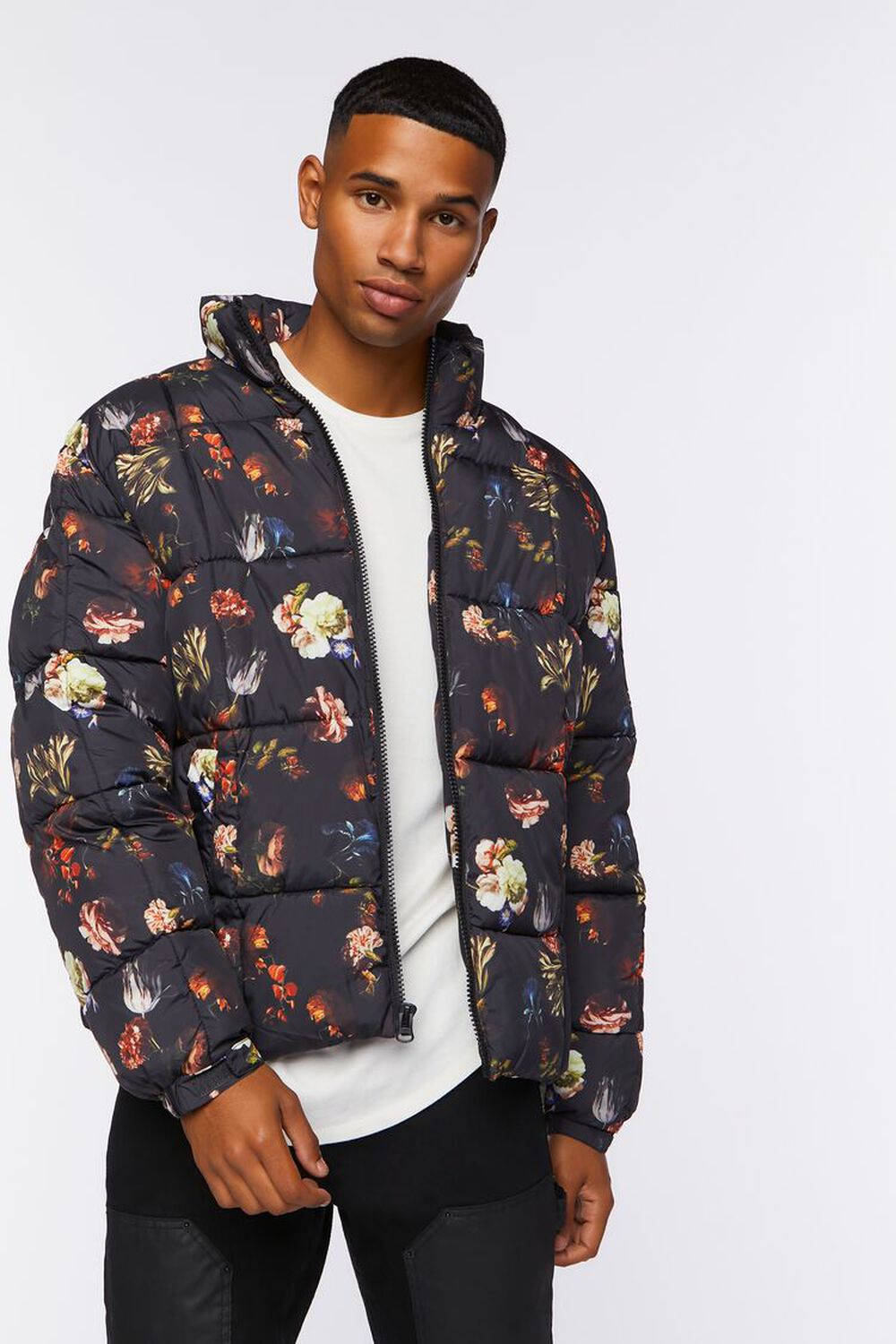 Floral Print Puffer Jacket