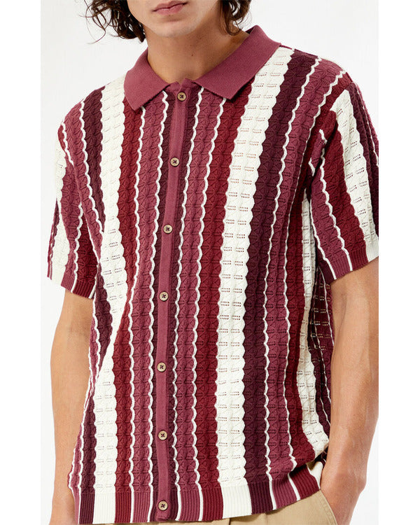 Temptation Island S06 Quentin Lawrence Maroon Crochet Shirt
