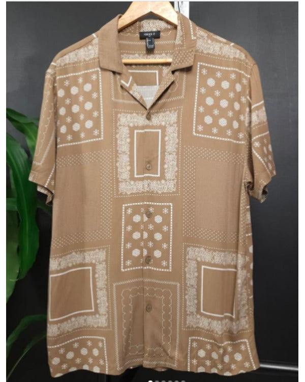 Temptation Island S06 Logan Paulsen Camel Brown Pailsley Shirt