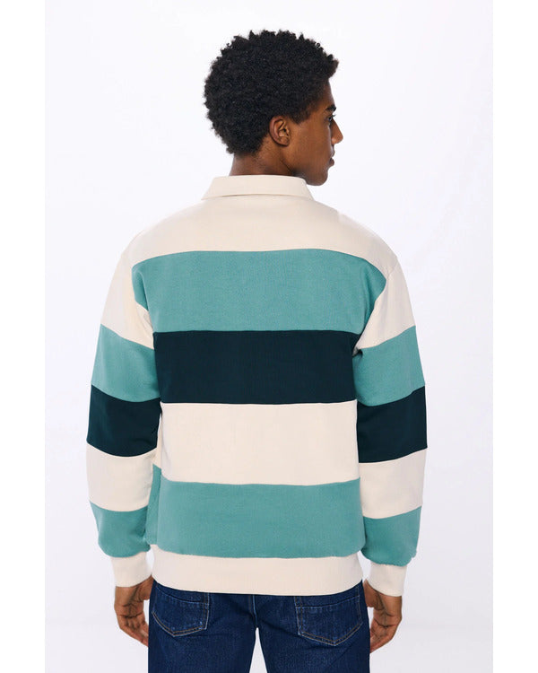 Casa Feliz 2025 Green Colorblock Striped Sweatshirt