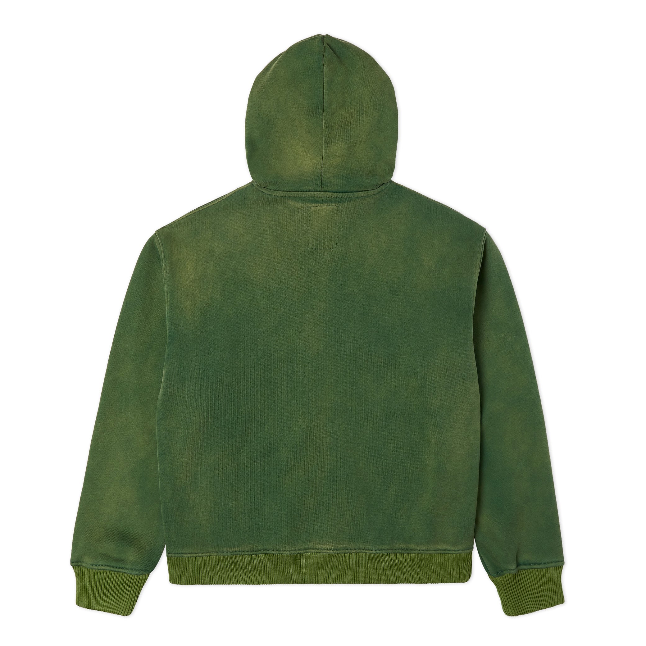 Patchwork Face Washed Heavyweight Green Hoodie