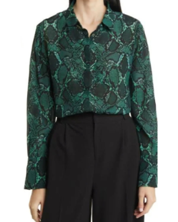 Landman Ali Larter Green Snake Print Shirt