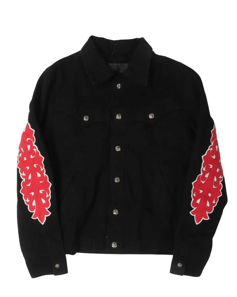 Chrome Hearts Floral Cross Patch Denim Trucker Jacket