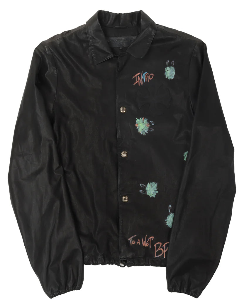 Chrome Hearts Matty Boy Hand Painted Leather Coach Jacket