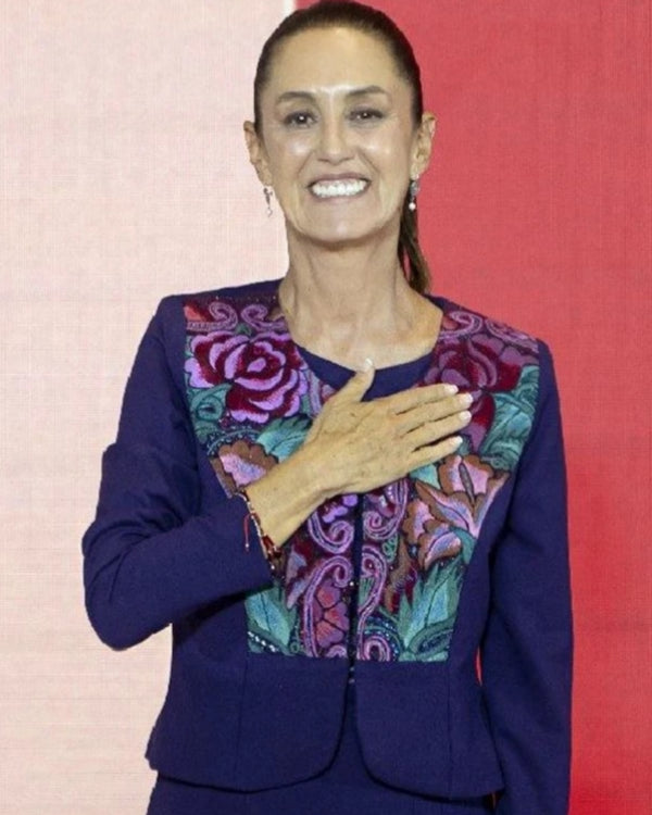Claudia Sheinbaum Purple Printed Jacket