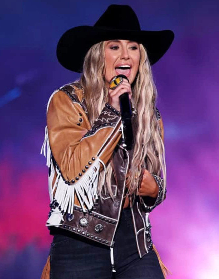 People’s Choice Awards 2024 Lainey Wilson Fringe Leather Jacket