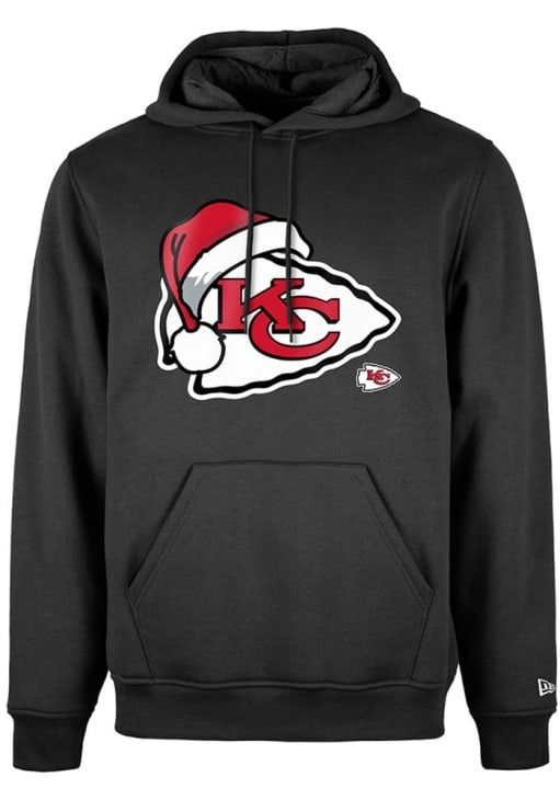 New Era Kansas City Chiefs Mens Black Santa Hat Long Sleeve Hoodie