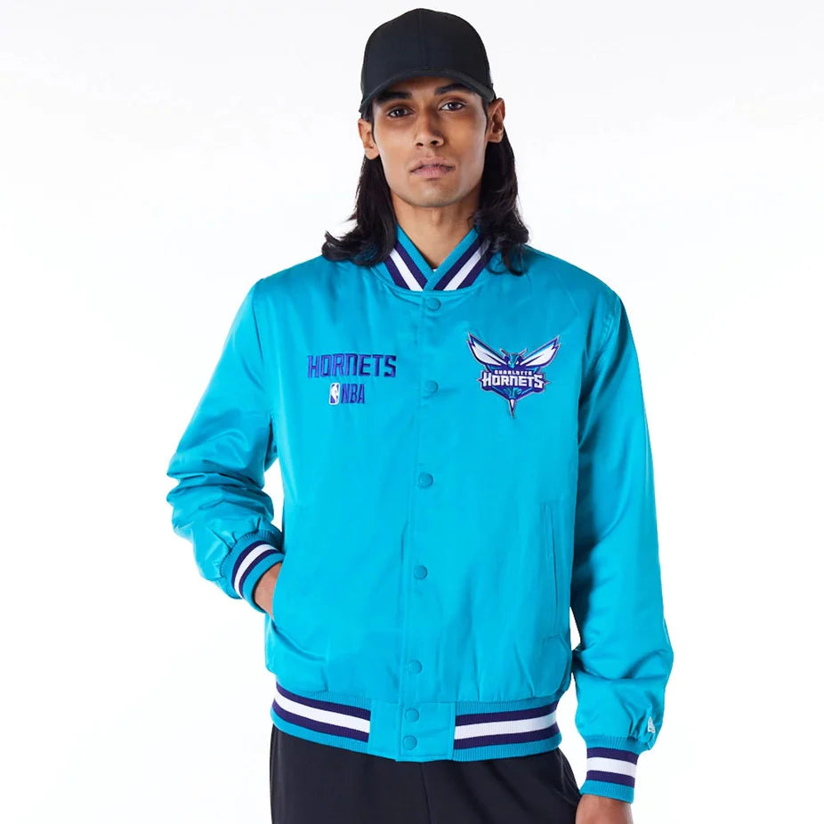 Charlotte Hornets Nba Satin Turquoise Bomber Jacket