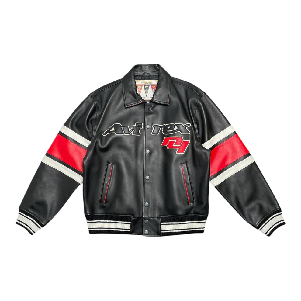 Avirex The Legend Leather Jacket Black Red