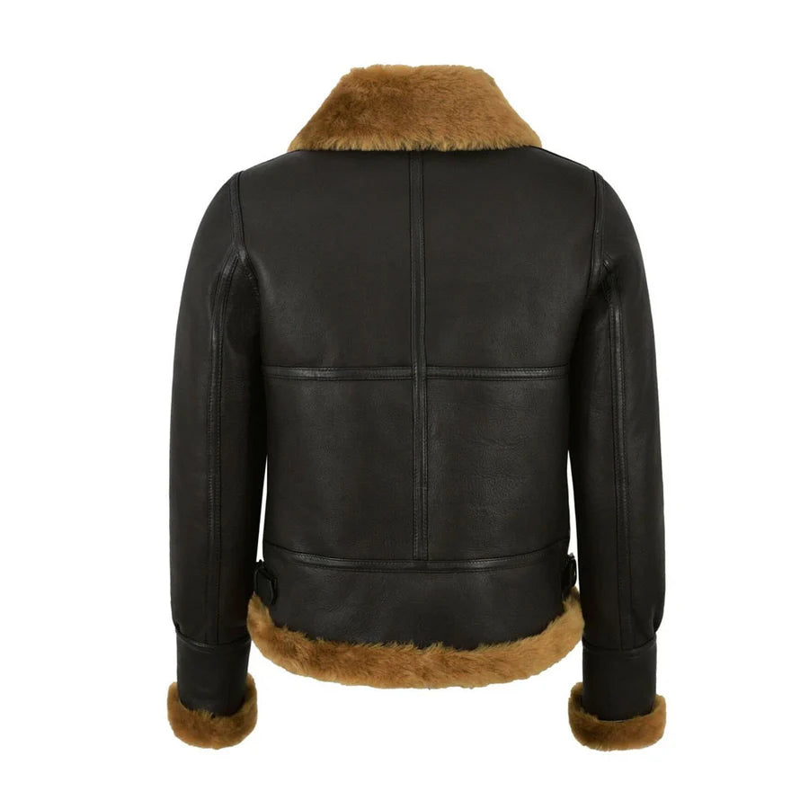 Womens Raf B3 Flying Bomber Aviator Style Shearling Leather Jacket