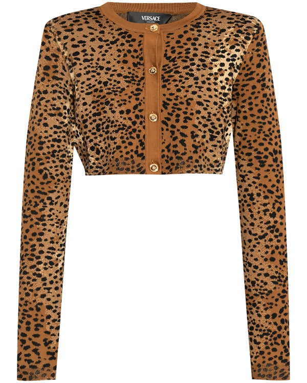 Elsbeth S02 Alyssa Milano Brown Cropped Leopard Cardigan