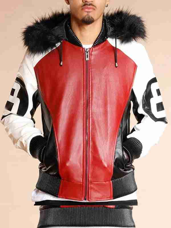 8 Ball Shearling Bomber Leather Jacket