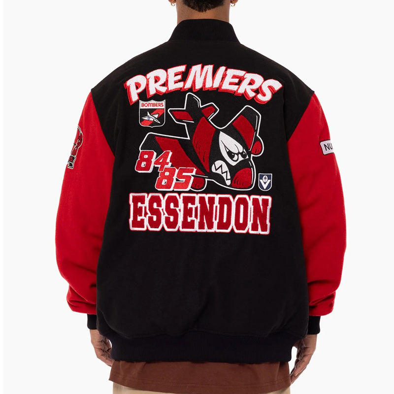 84-85 Essendon Bombers Black and Red Varsity Jacket