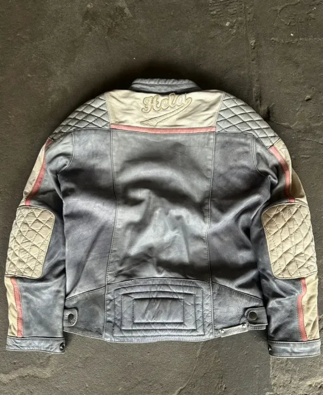 90’s Vintage Marlboro Racing Black Leather Jacket