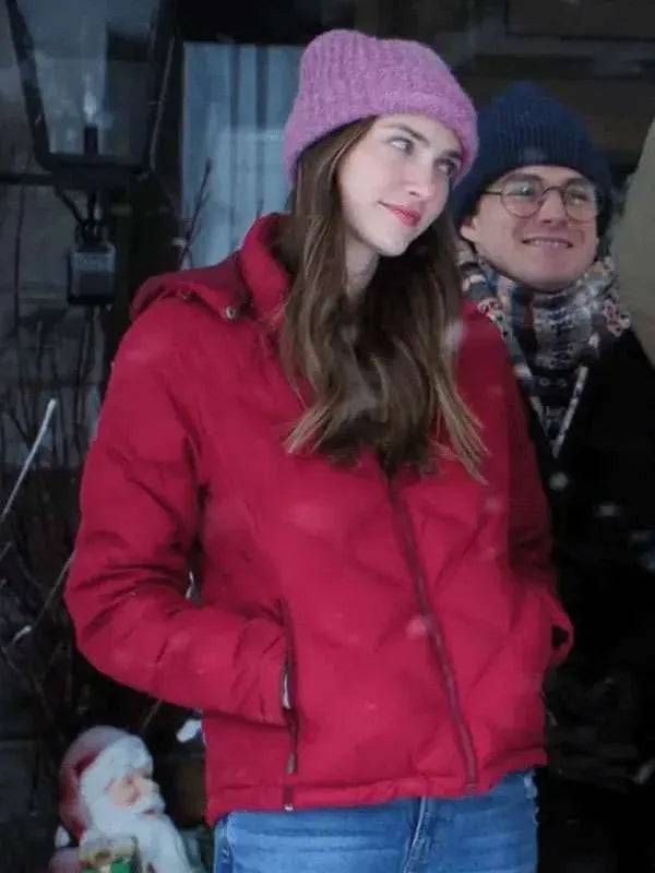 Emily Hall A Merry Little Ex-Mas Red Puffer Jacket