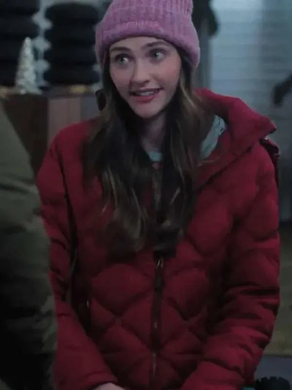 Emily Hall A Merry Little Ex-Mas Red Puffer Jacket