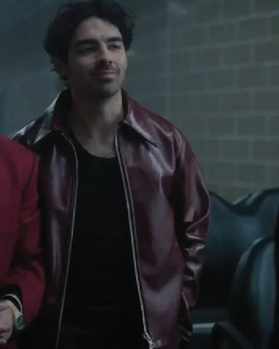 A Very Jonas Christmas Joe Jonas Burgundy Leather Jacket
