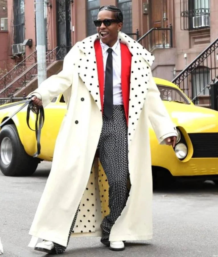 A$AP Rocky NYC 2025 White Trench Coat