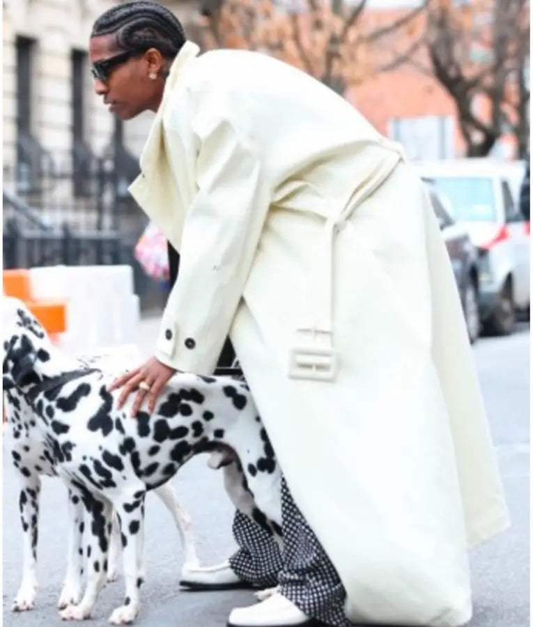 A$AP Rocky NYC 2025 White Trench Coat