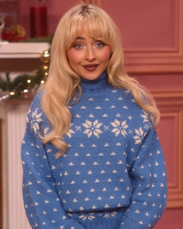 A Nonsense Christmas with Sabrina Carpenter 2024 Sabrina Carpenter Blue Sweater