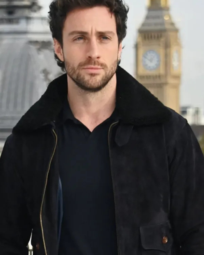 Aaron Taylor-johnson Kraven The Hunter Black Suede Leather Jacket