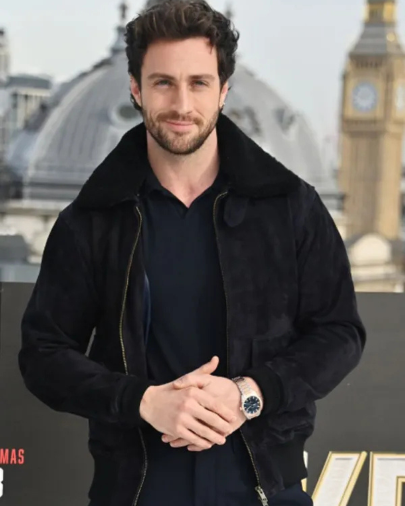 Aaron Taylor-johnson Kraven The Hunter Black Suede Leather Jacket