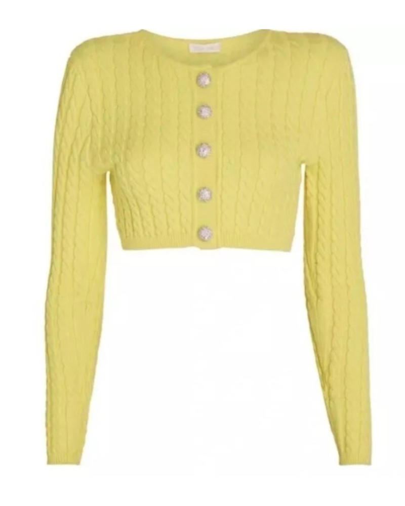 The Perfect Couple 2024 Dakota Fanning Yellow Cardigan