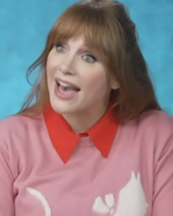 Access Hollywood 2025 Bryce Dallas Howard Pink Cat Sweater