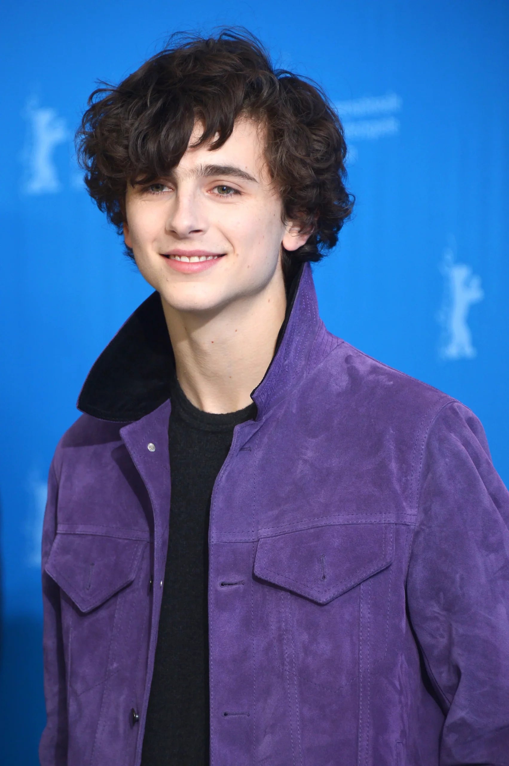 Timothée Chalamet Red Carpet Purple Suede Leather Jacket