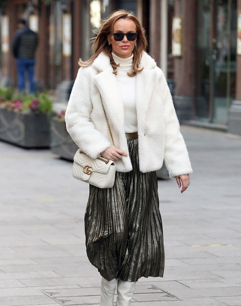 Amanda Holden White Faux Fur Jacket