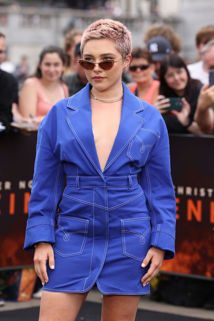 Florence Pugh Oppenheimer Blue Denim Blazer