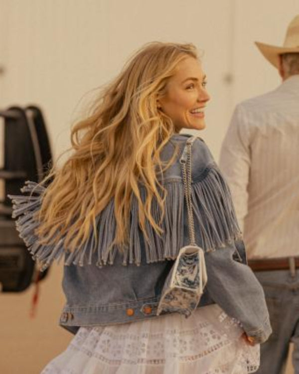 Landman 2024 Michelle Randolph Denim Fringe Jacket