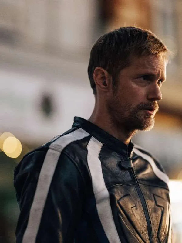 Alexander Skarsgård Pillion Black Leather Jacket