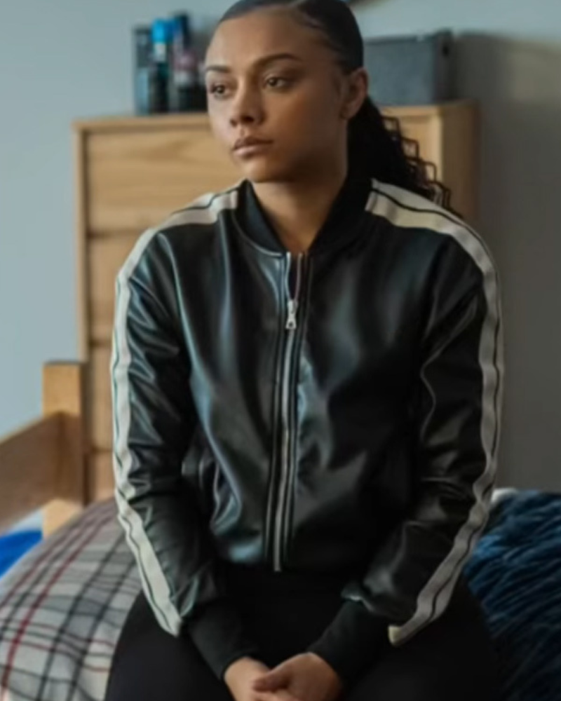 Effie Power Book II Ghost S04 Black Leather Track Jacket