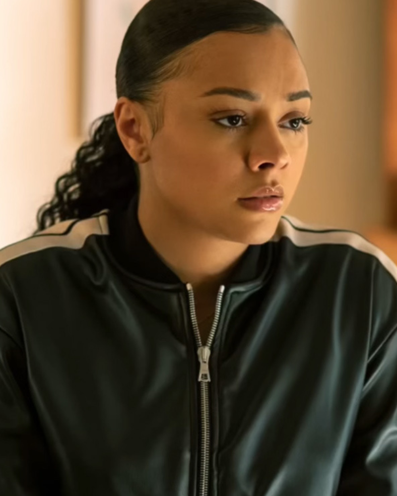 Effie Power Book II Ghost S04 Black Leather Track Jacket