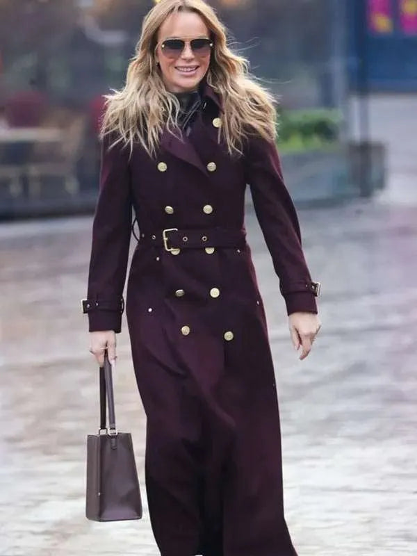 Amanda Holden Burgundy Wool Coat