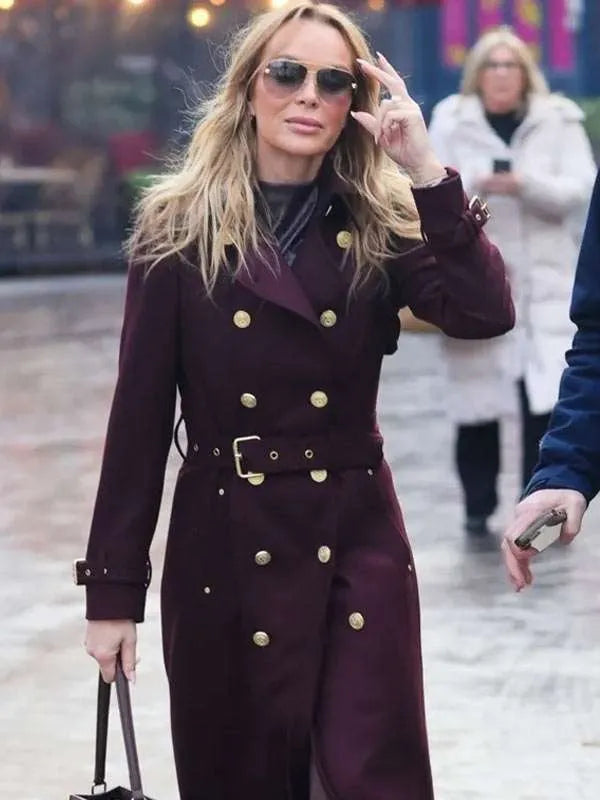 Amanda Holden Burgundy Wool Coat