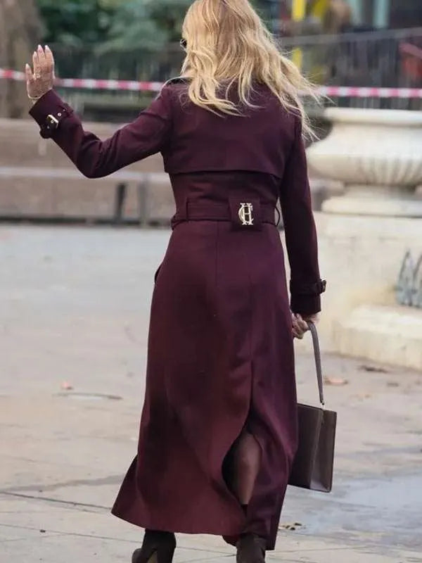 Amanda Holden Burgundy Wool Coat