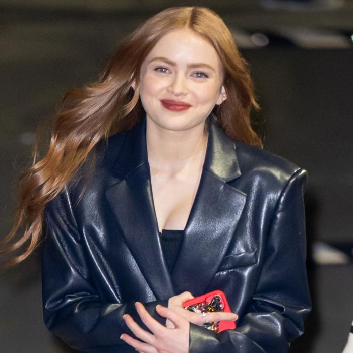 Sadie Sink Rocks A Black Leather Coat