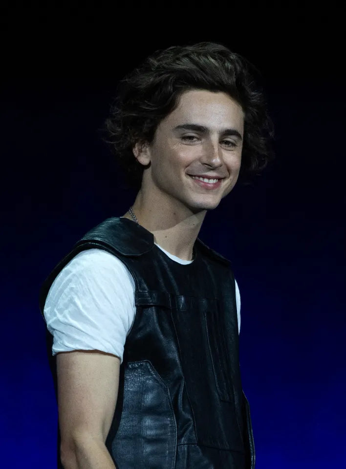 Timothée Chalamet Black Leather Vest