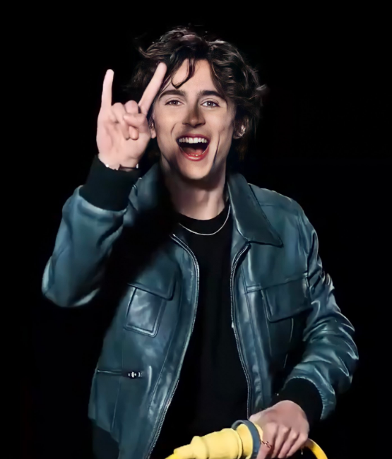 Timothée Chalamet Green Leather Jacket
