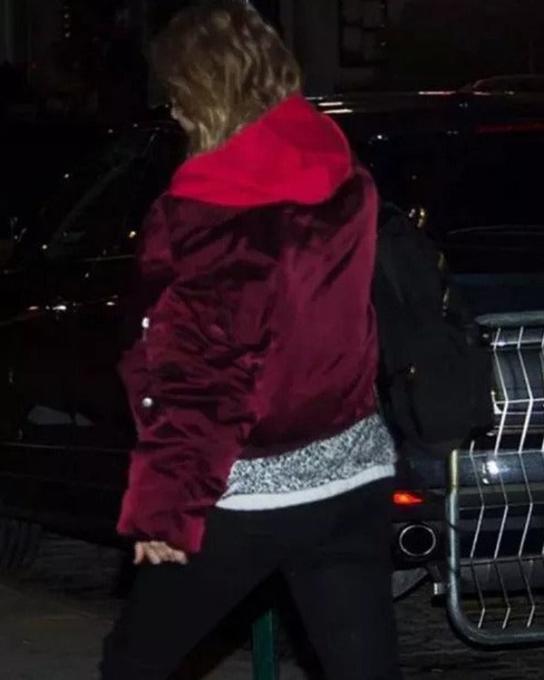 Taylor Swift Burgundy Bomber Jacket