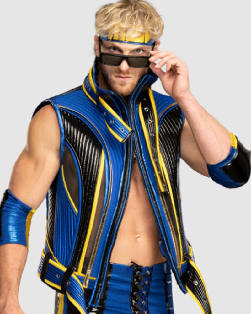 Logan Paul Wrestlemania 39 Blue Leather Vest