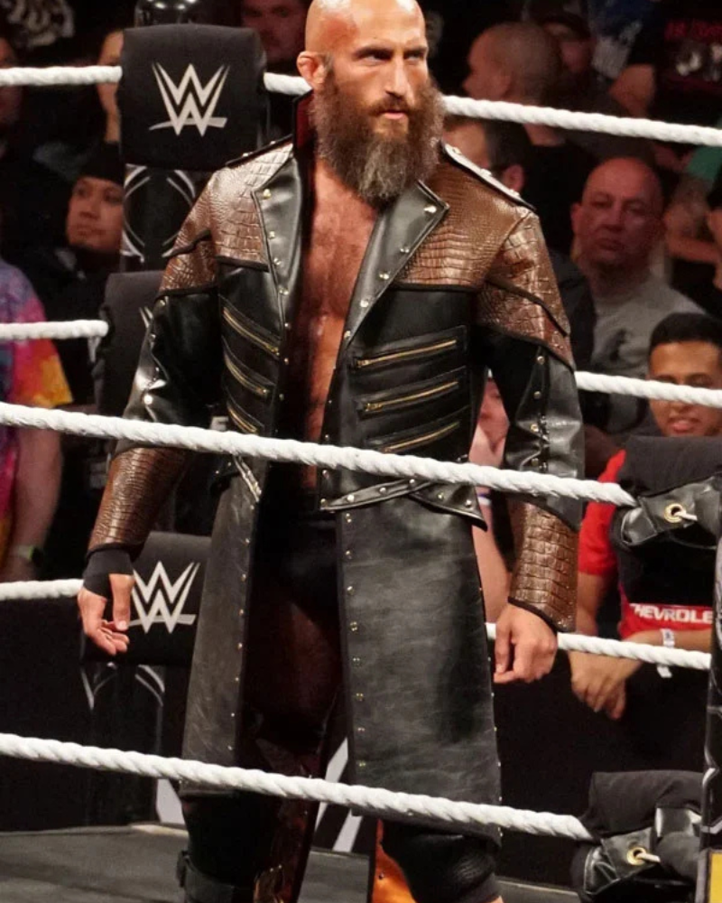 American Wrestler Tommaso Ciampa Brown And Black Leather Tailcoat