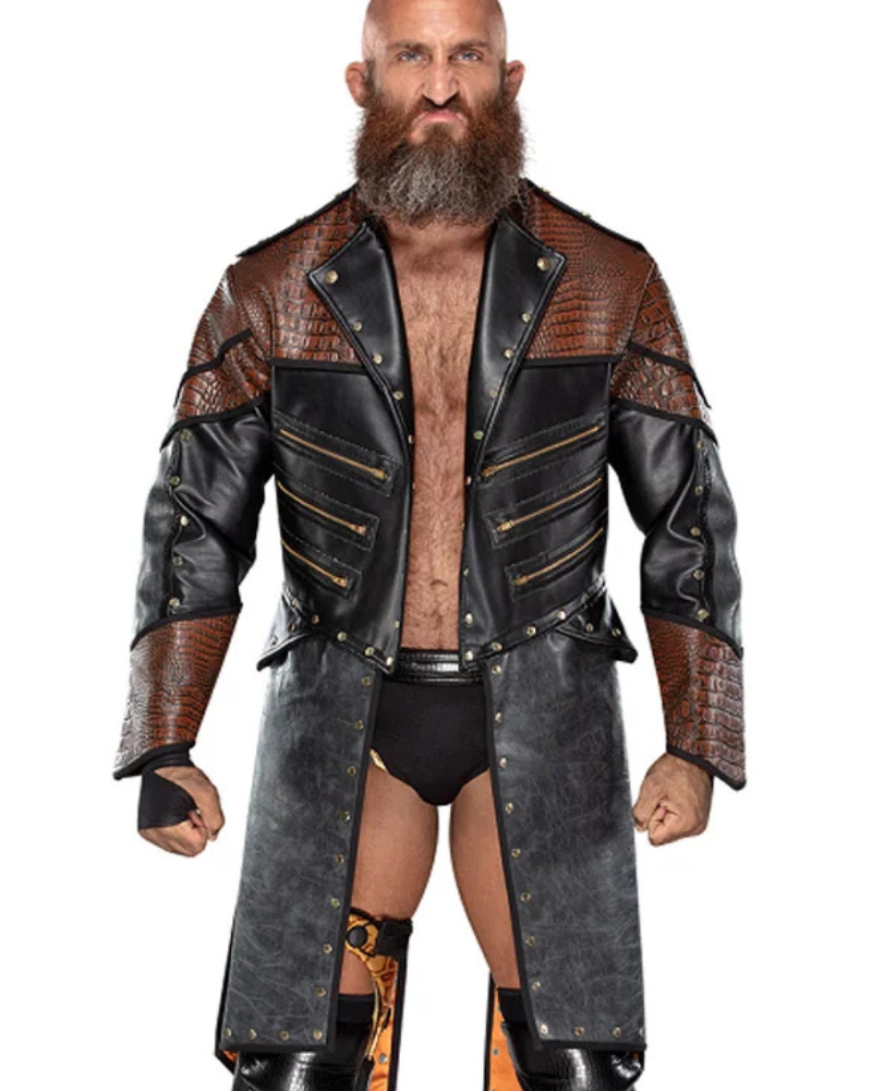 American Wrestler Tommaso Ciampa Brown And Black Leather Tailcoat