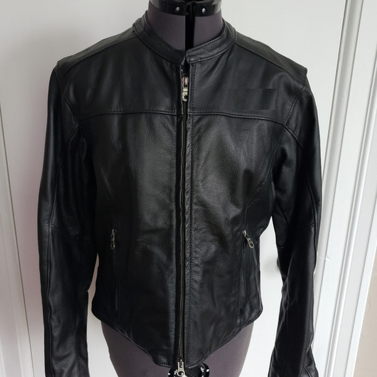 American Flag Logo Leather Jacket