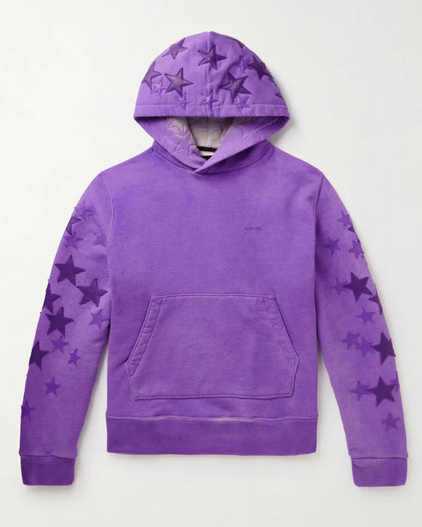 Amiri Pigment Spray Star Leather Hoodie