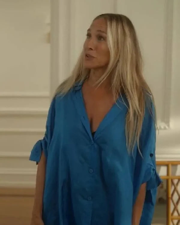 And Just Like That Sarah Jessica Parker Blue Shirt Dress