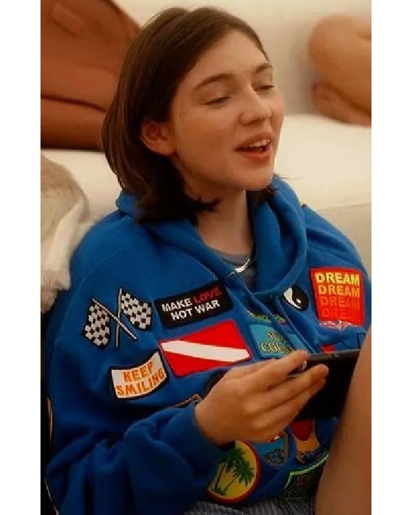 And Just Like That Alexa Swinton Blue Patch Hoodie
