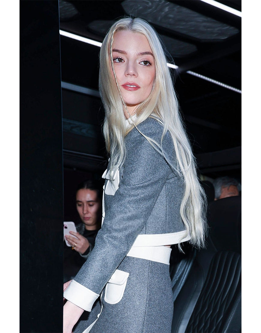 Anya Taylor-Joy Color Blocked Cardigan